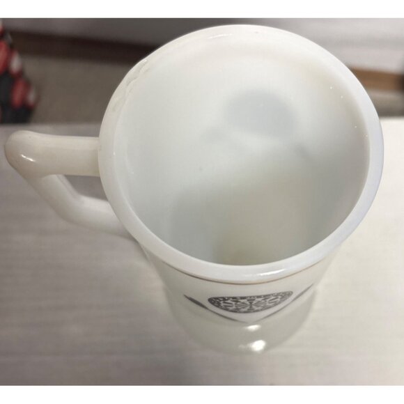 Vintage White Milk Glass Pedestal Mug With Dartboard & Darts Graphic - Picture 3 of 8